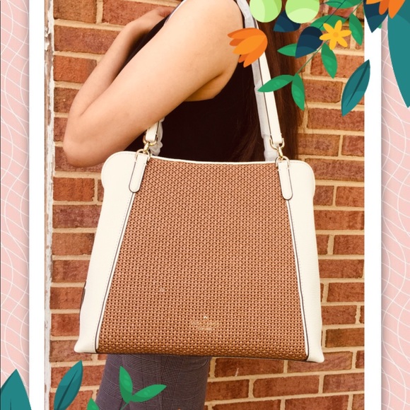 kate spade jackson straw medium triple compartment satchel